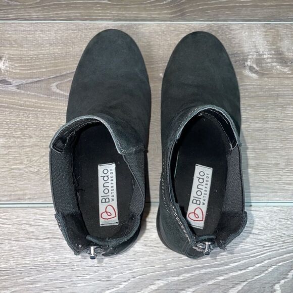 Blondo Lima Waterproof Black Leather Zip Chunky Heel Women’s Sz 10 Chelsea Boots - Picture 5 of 12